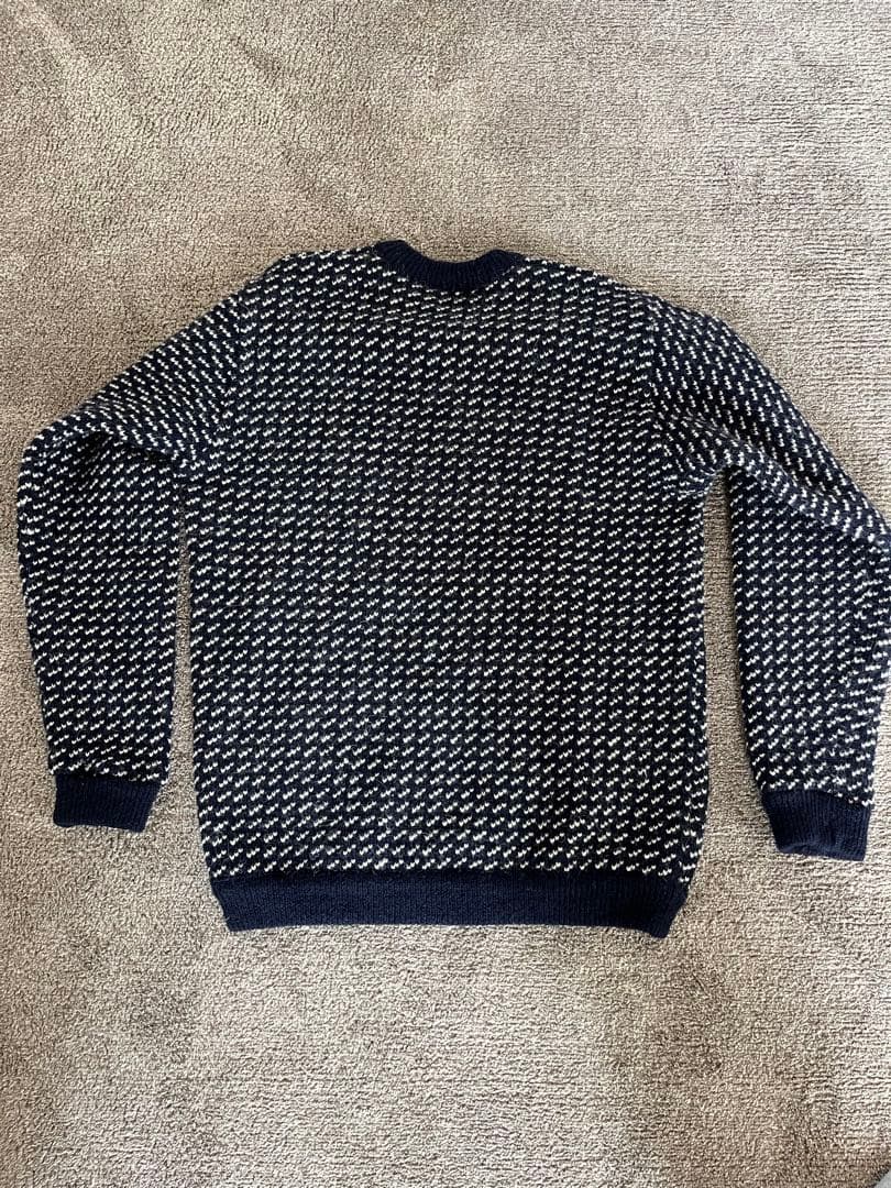 80s L.L.Bean バーズアイニット ネイビー×ホワイト Lサイズ