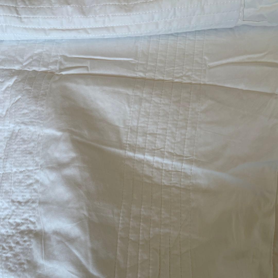 ホワイト コットン フリル付き セミダブルカバーセット