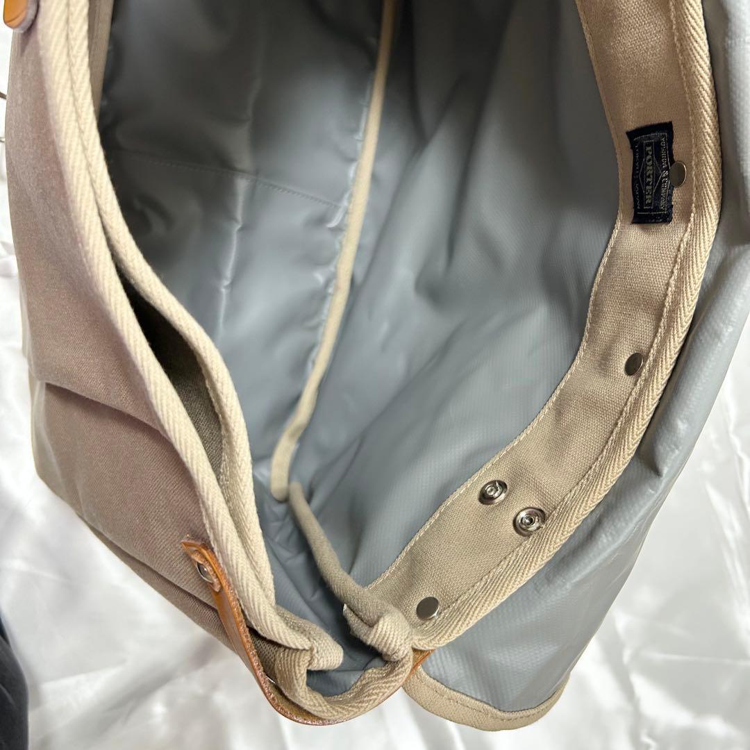 未使用　PORTER ポーター メッセンジャーバッグ キャンバス 無地 ベージュ