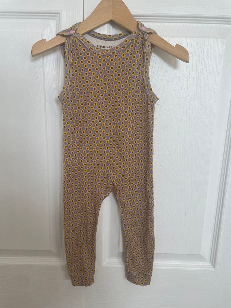 ロンパース・カバーオール Misha & Puff pewter flower overall 6-12m