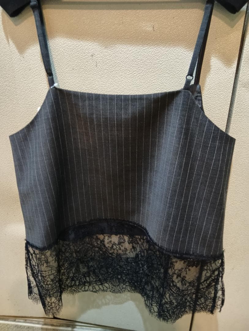 IENA レースヘムキャミソール グレー