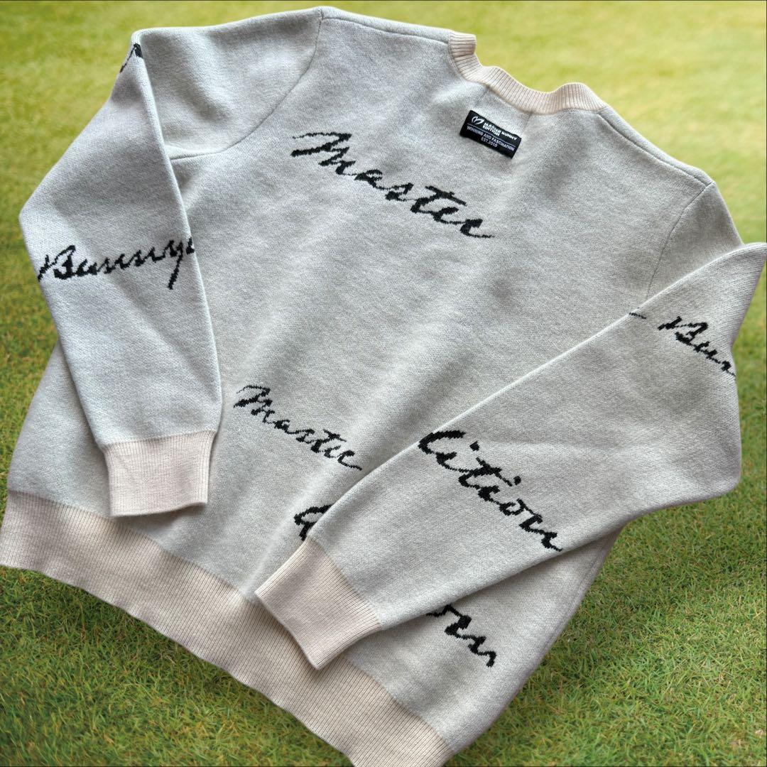 ウール100% マスターバニー　ニット　M〜L相当　総柄　オフホワイト　5