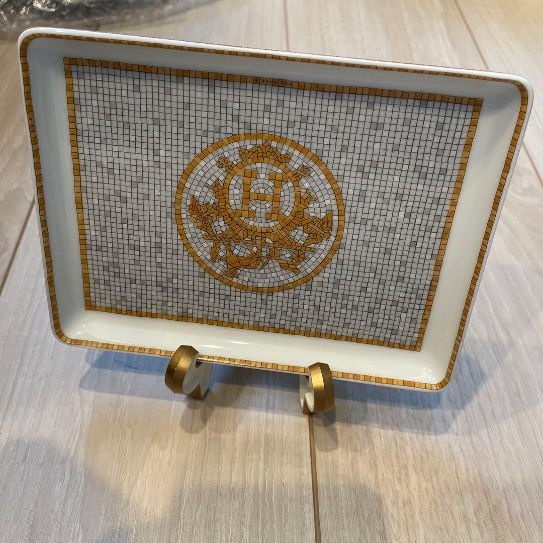 エルメス　モザイク柄　24ゴールド スクエアプレート　美品　正規品　皿　16cm