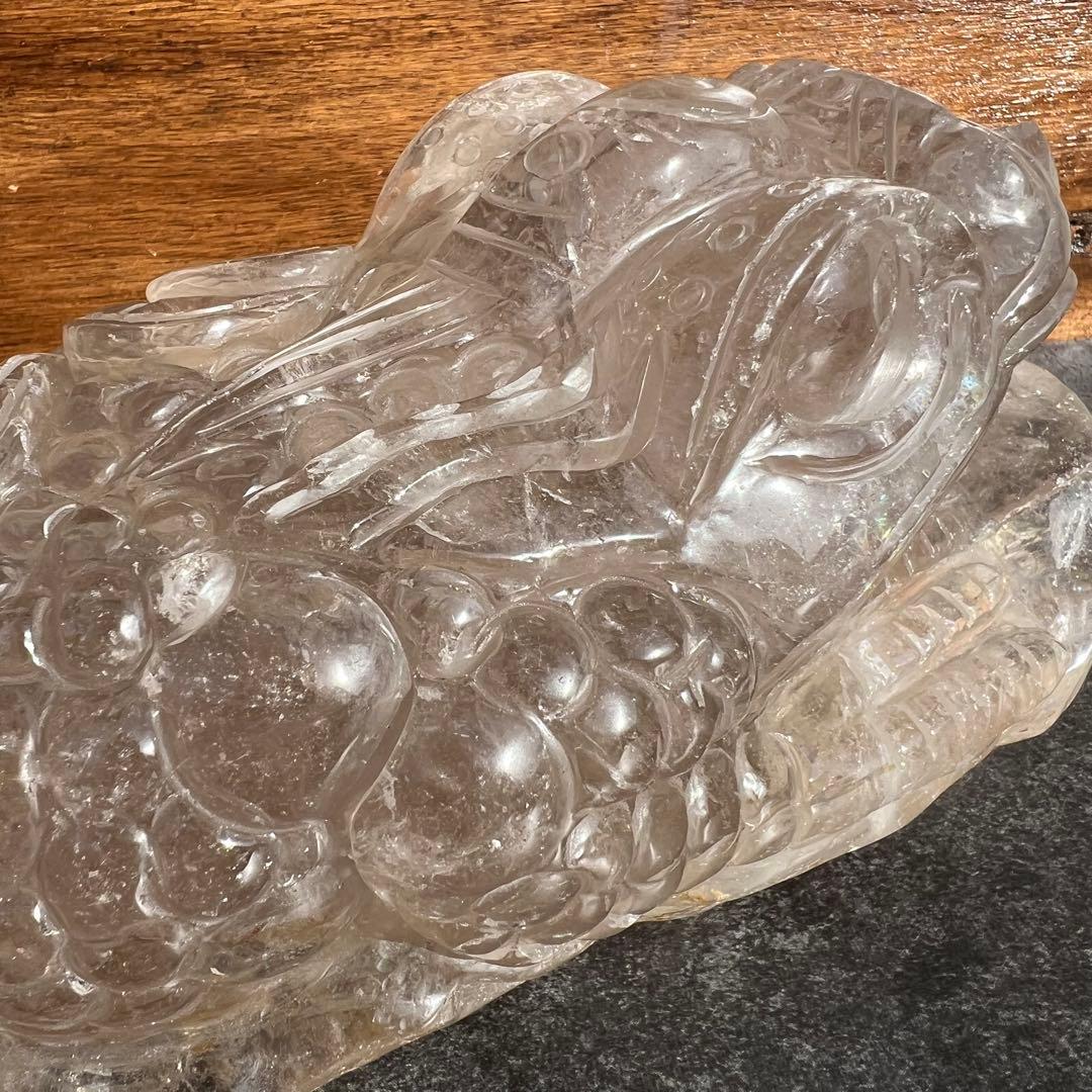 ✨富を招く至高の霊獣✨レインボー ライトニング水晶 三脚蟾蜍 金蟾 天然石 財運