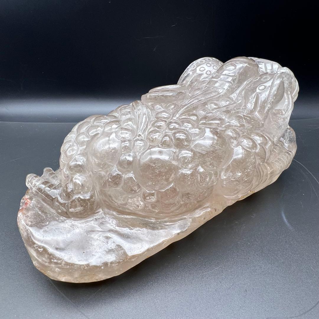 ✨富を招く至高の霊獣✨レインボー ライトニング水晶 三脚蟾蜍 金蟾 天然石 財運