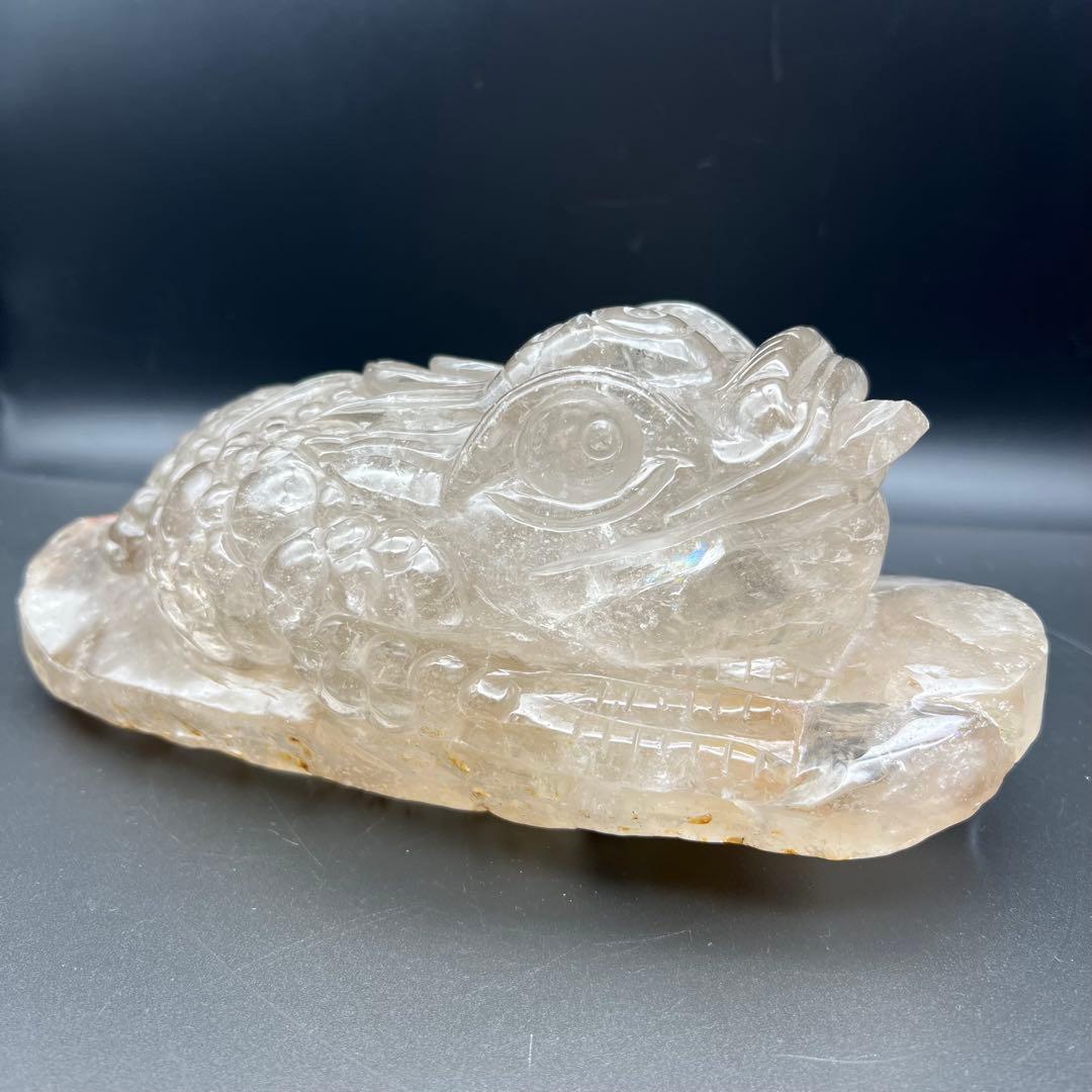 ✨富を招く至高の霊獣✨レインボー ライトニング水晶 三脚蟾蜍 金蟾 天然石 財運