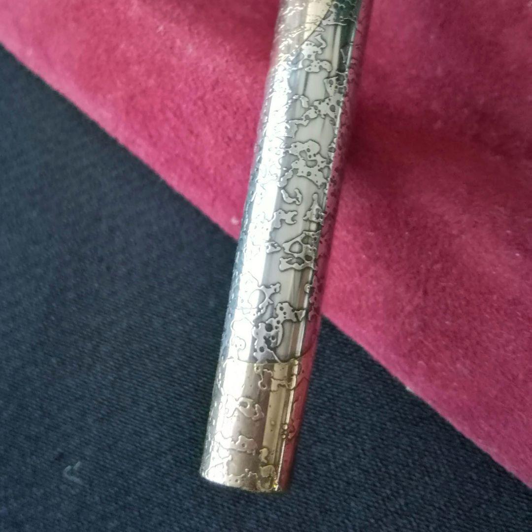 逸品　プラチナリビエール銀河　スターリングシルバーに本金焼き付け万年筆　金銀触刻