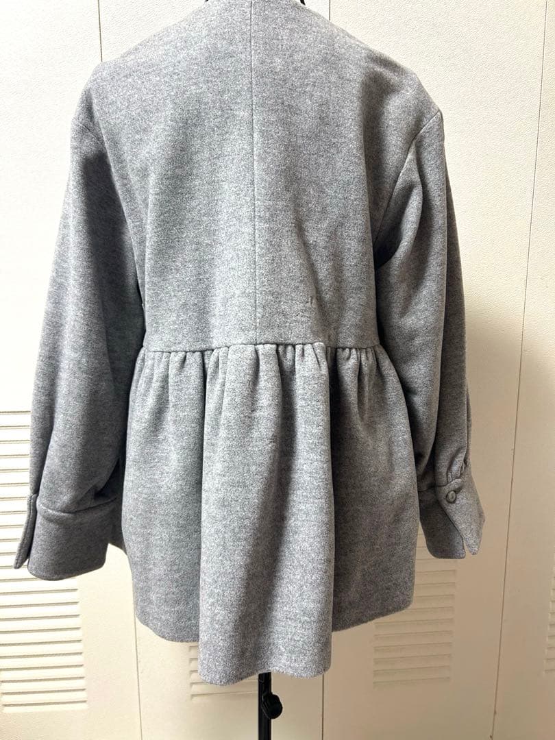 グレー / ノーカラージャケット / カシミヤ混