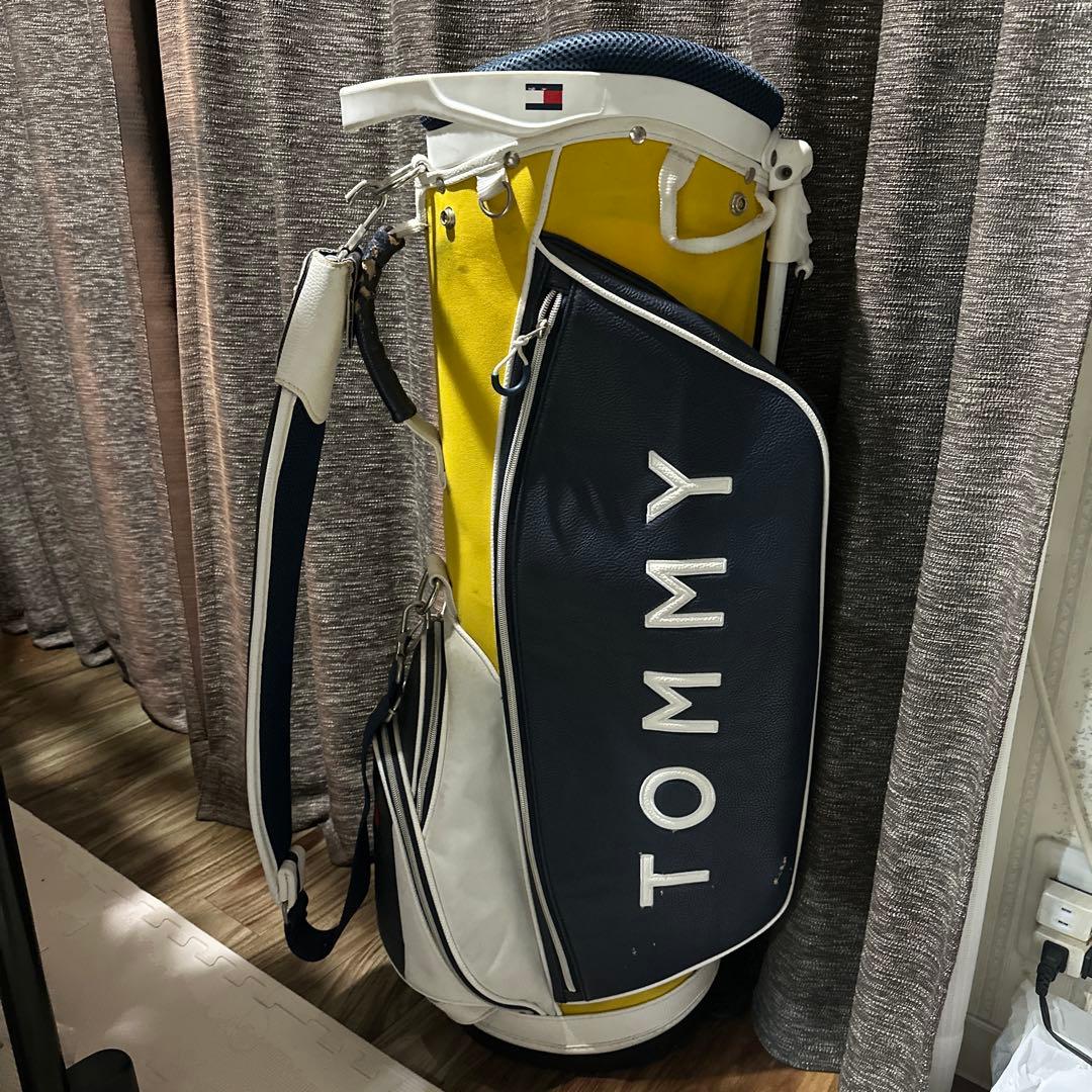 トミーヒルフィガースタンド付ゴルフキャディバッグ 黄色✖️紺色 使用感有のため激安