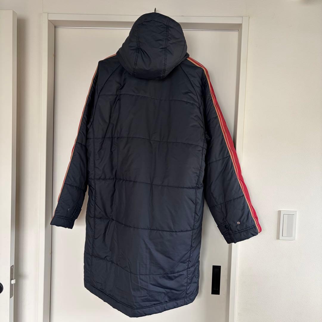 【美品】NIKE ナイキ ベンチコート Lサイズ グレー×レッド フード付き