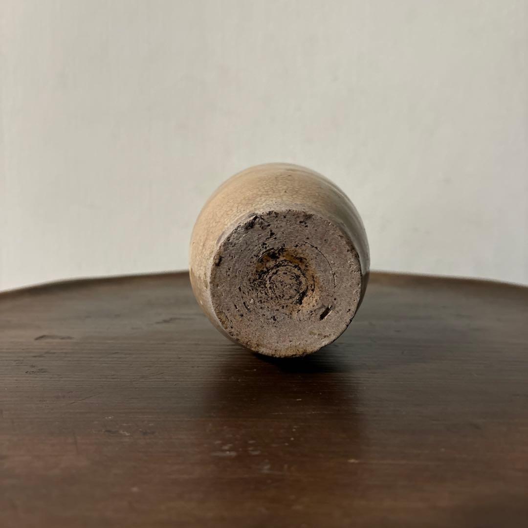 古い瀬戸小徳利　江戸明治　黄瀬戸　美濃　花器　酒器　アンティーク　古道具　検李朝