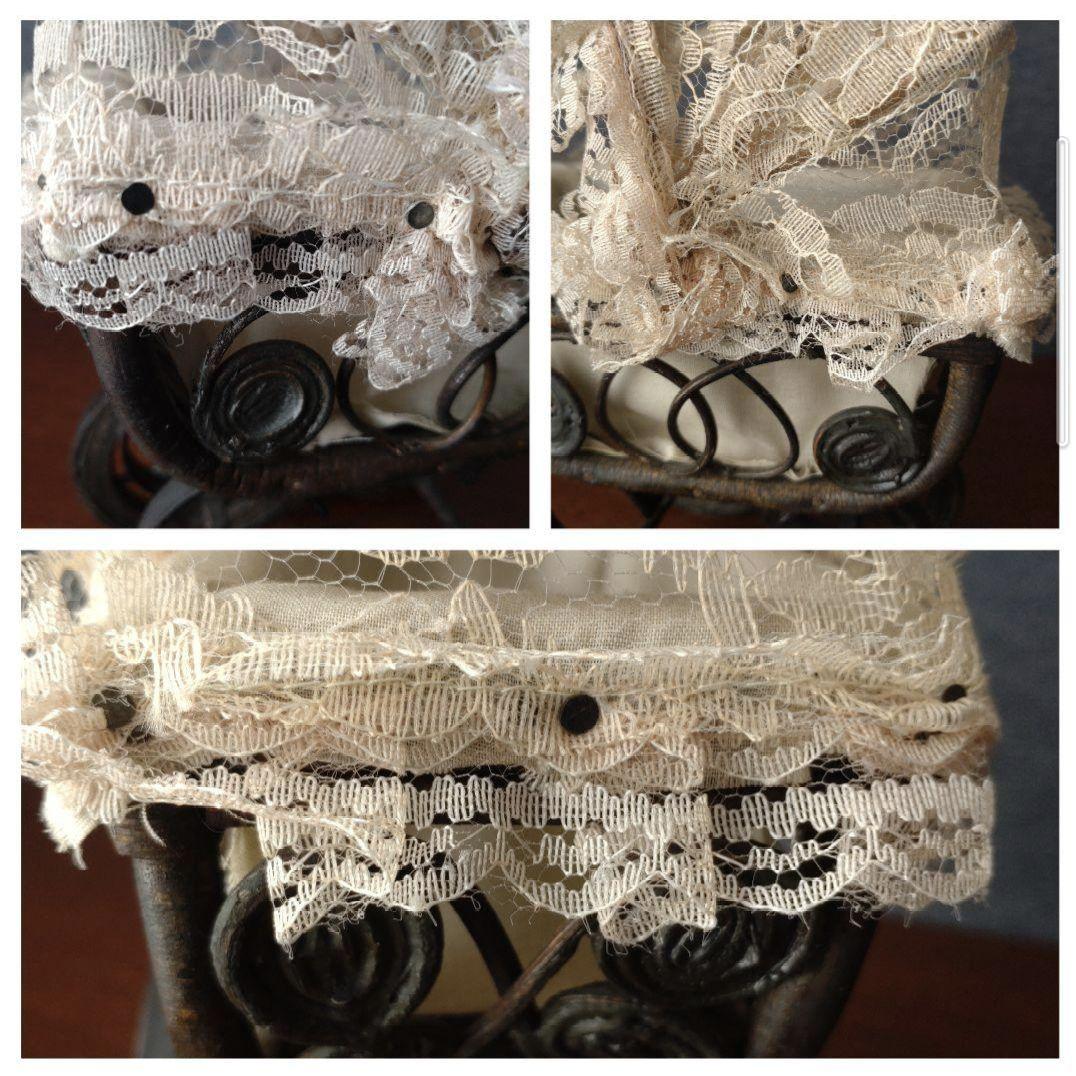 ヴィンテージ風 ミニチュア乳母車 木製車輪