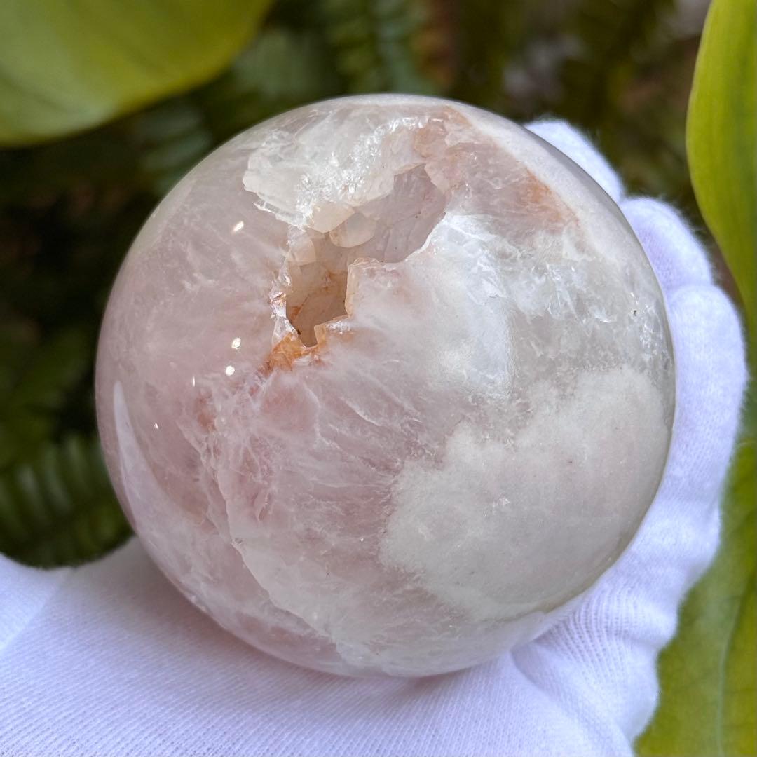 ピンクアメジストフラワーアゲート　スフィア　7cm ブラジル産　天然石