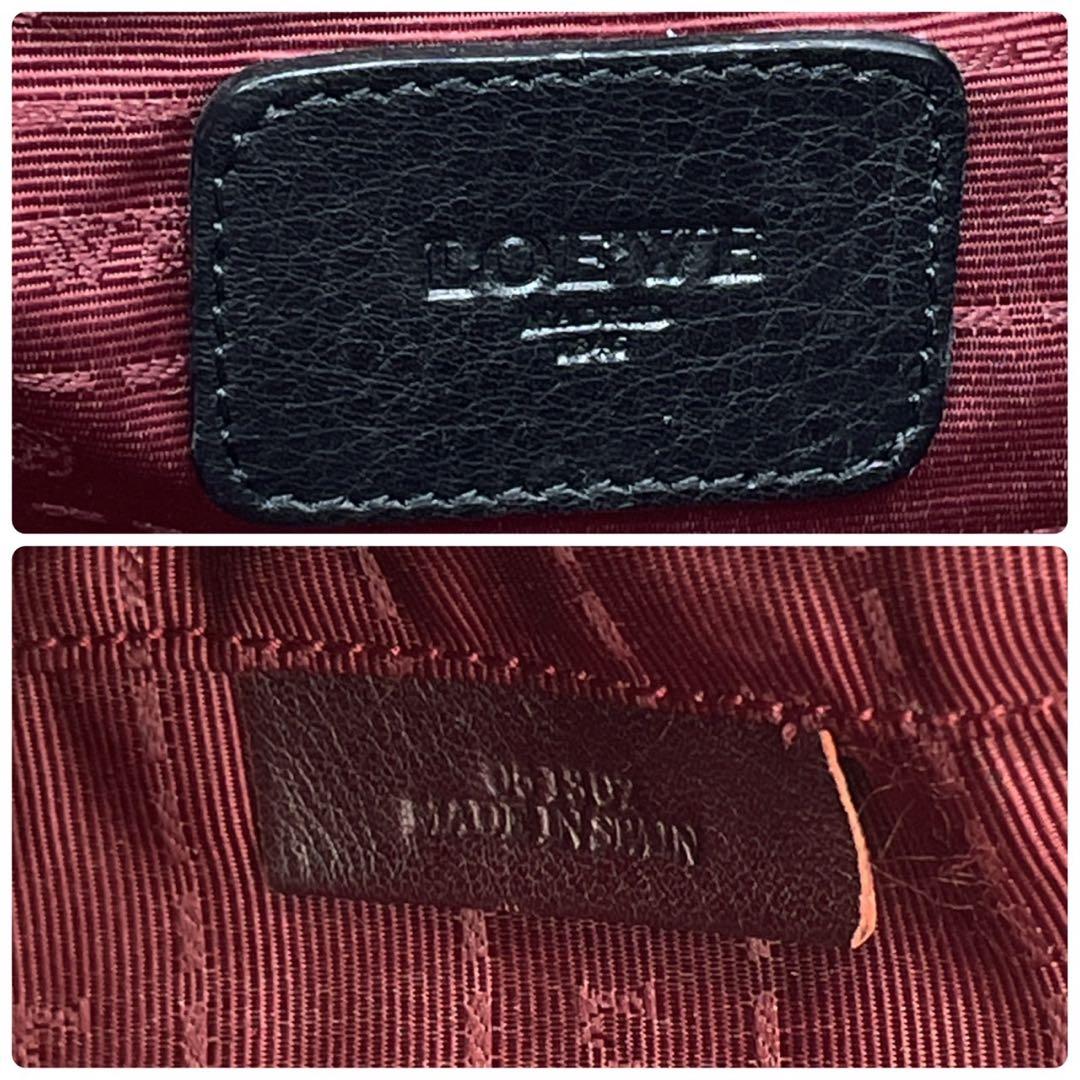 美品● LOEWE ロエベ ハンドバッグ ヘリテージ ロゴ ブラック レザー