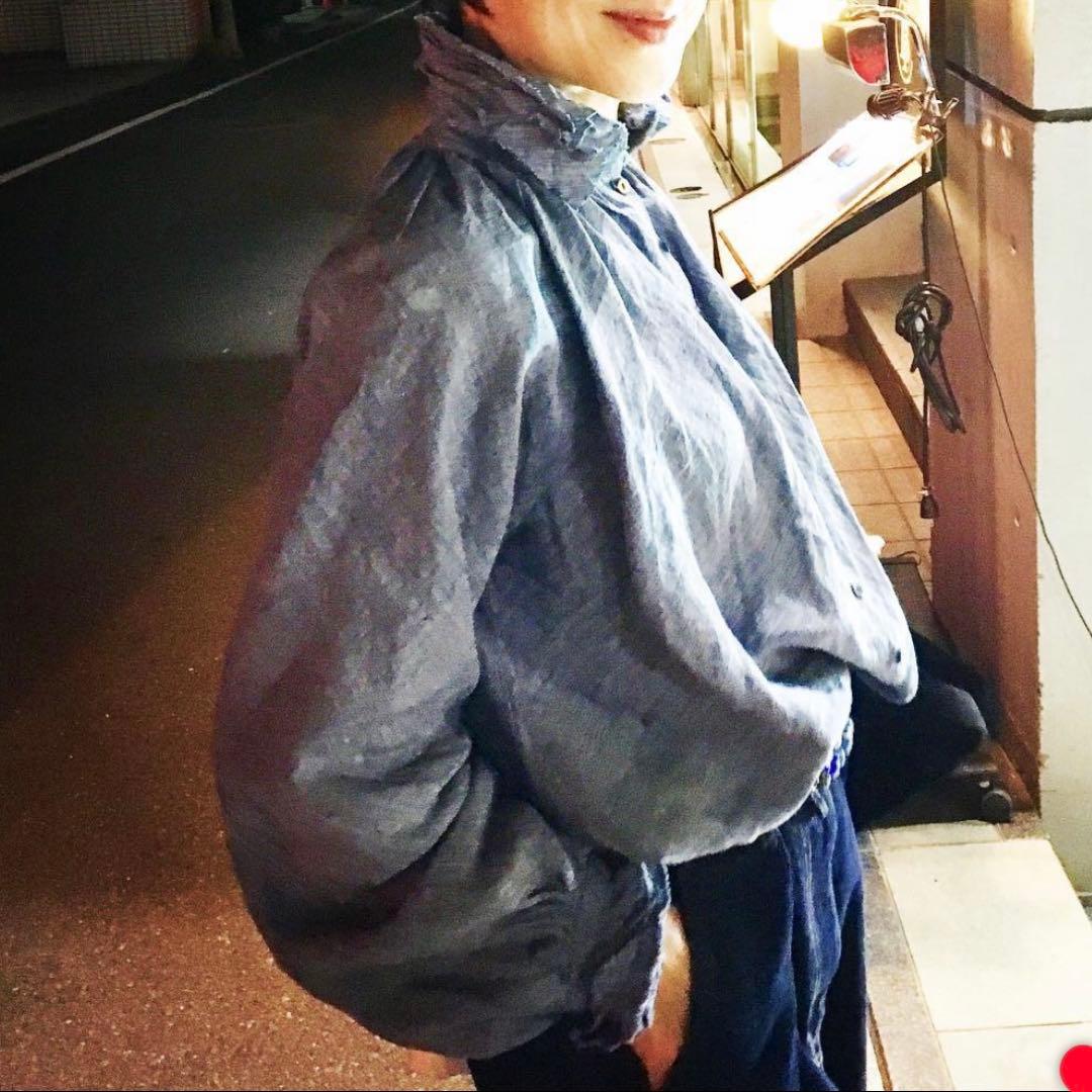 【美品】yunahica インディゴリネン フリルブラウス サイズ2