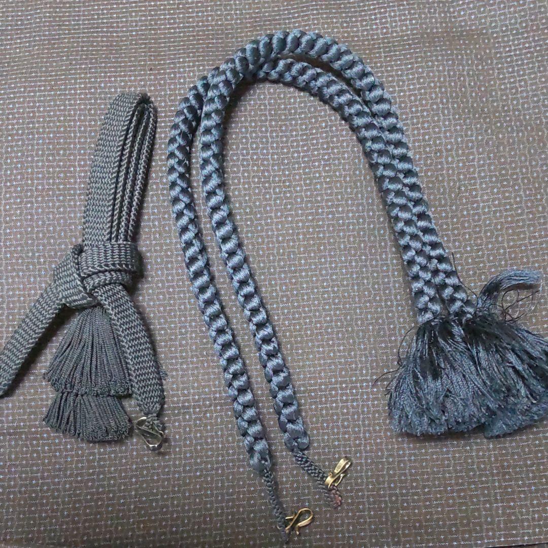 藍大島紬、未使用、小袖、羽織、羽織紐。