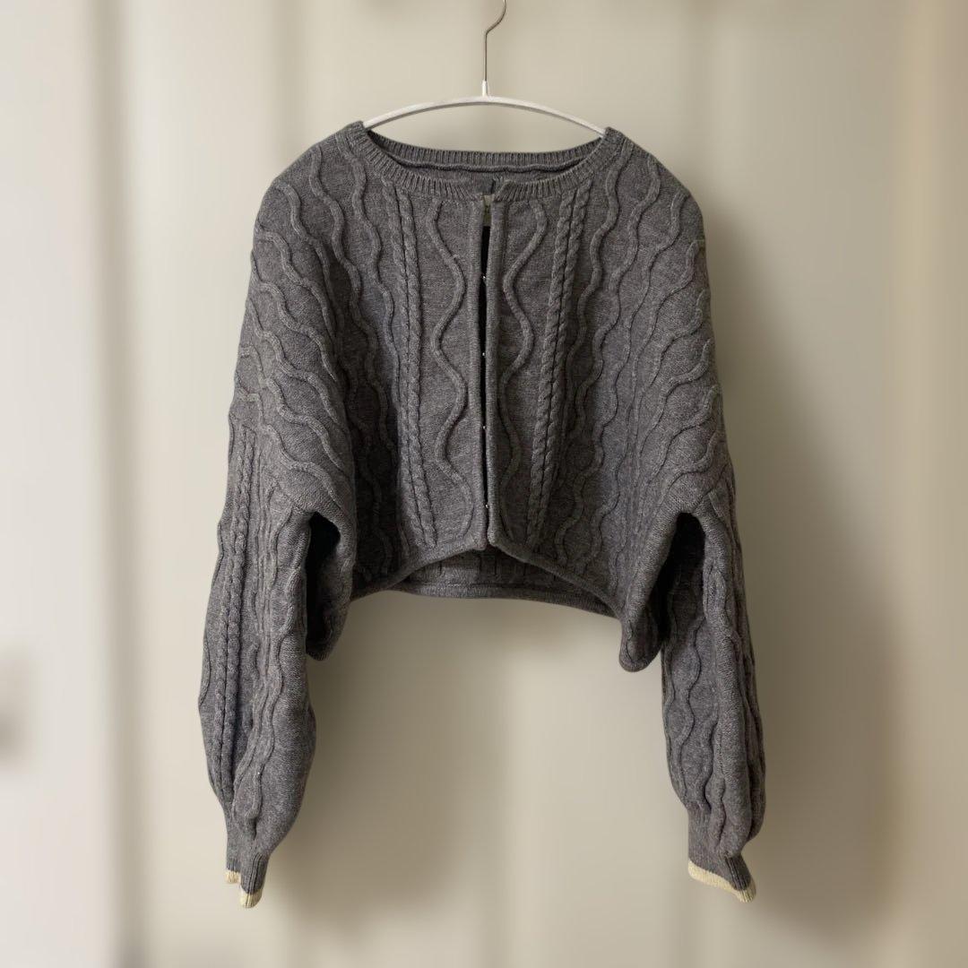 【Eaphi】CABLE KNIT CARDIGAN grey