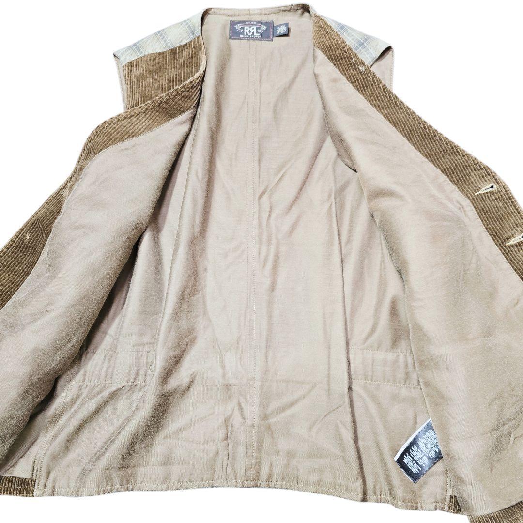 RRL コーデュロイ ワークベスト ブラウン L ヴィンテージ