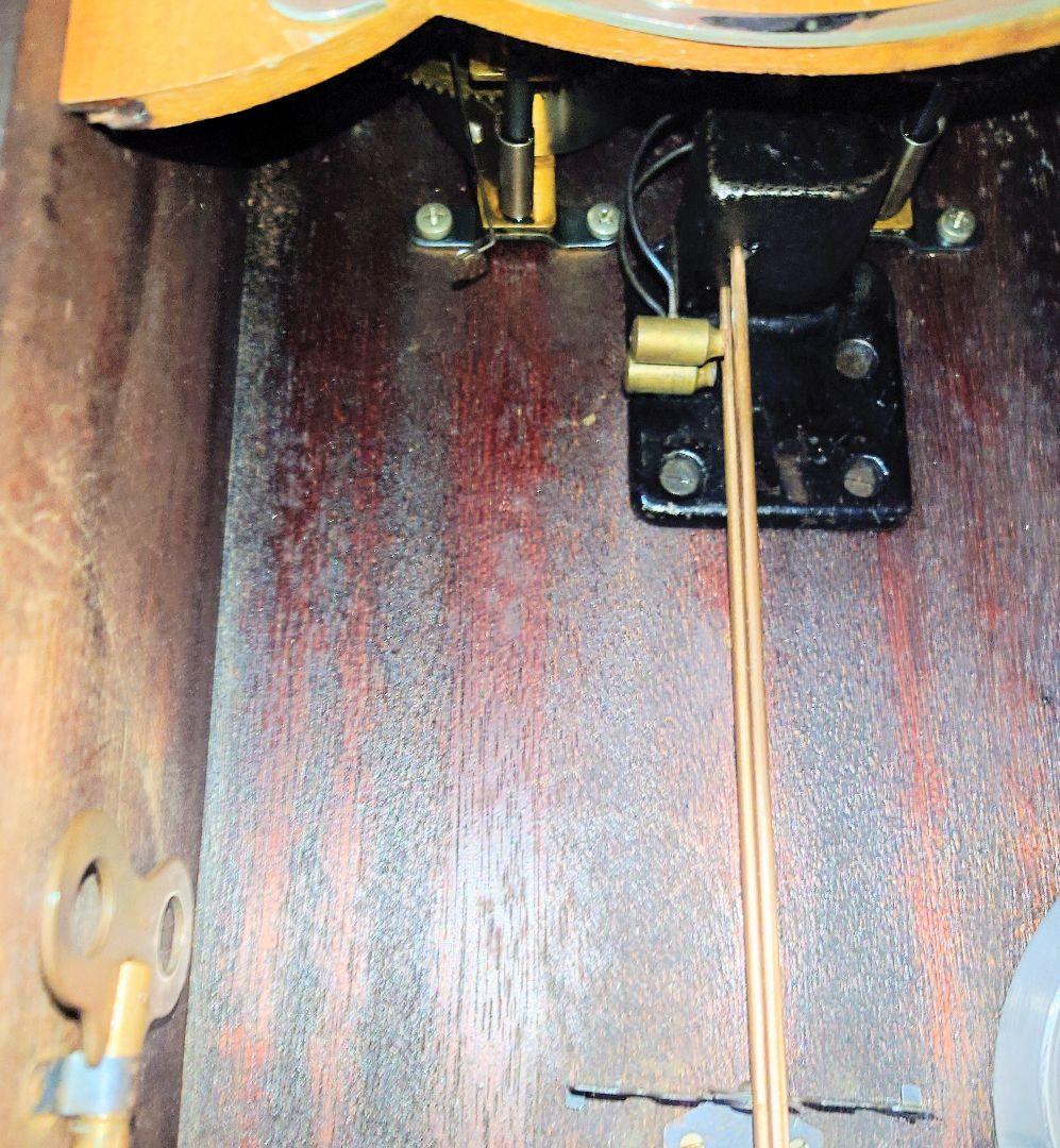 〈完動・美品〉明治時計　チンチャン打　宮型ゼンマイ振り子掛け時計　ボンボン時計