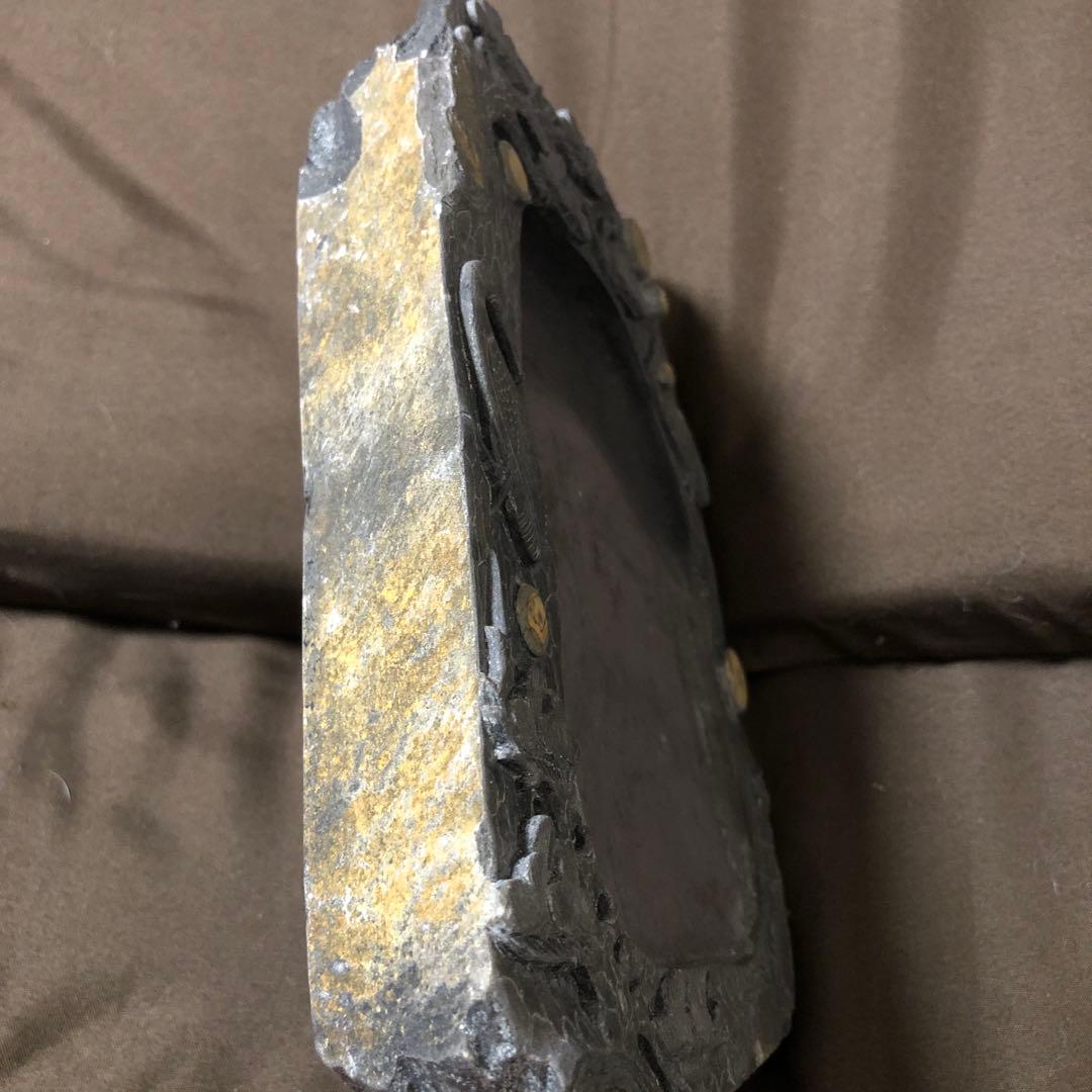 端渓名硯　中国硯　石目高級硯石　石筋模様　石眼多数　中国古美術　骨董　松刻鶴刻