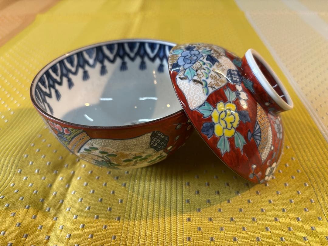 京焼清水焼 平安京泉作 誰が袖蓋付き碗