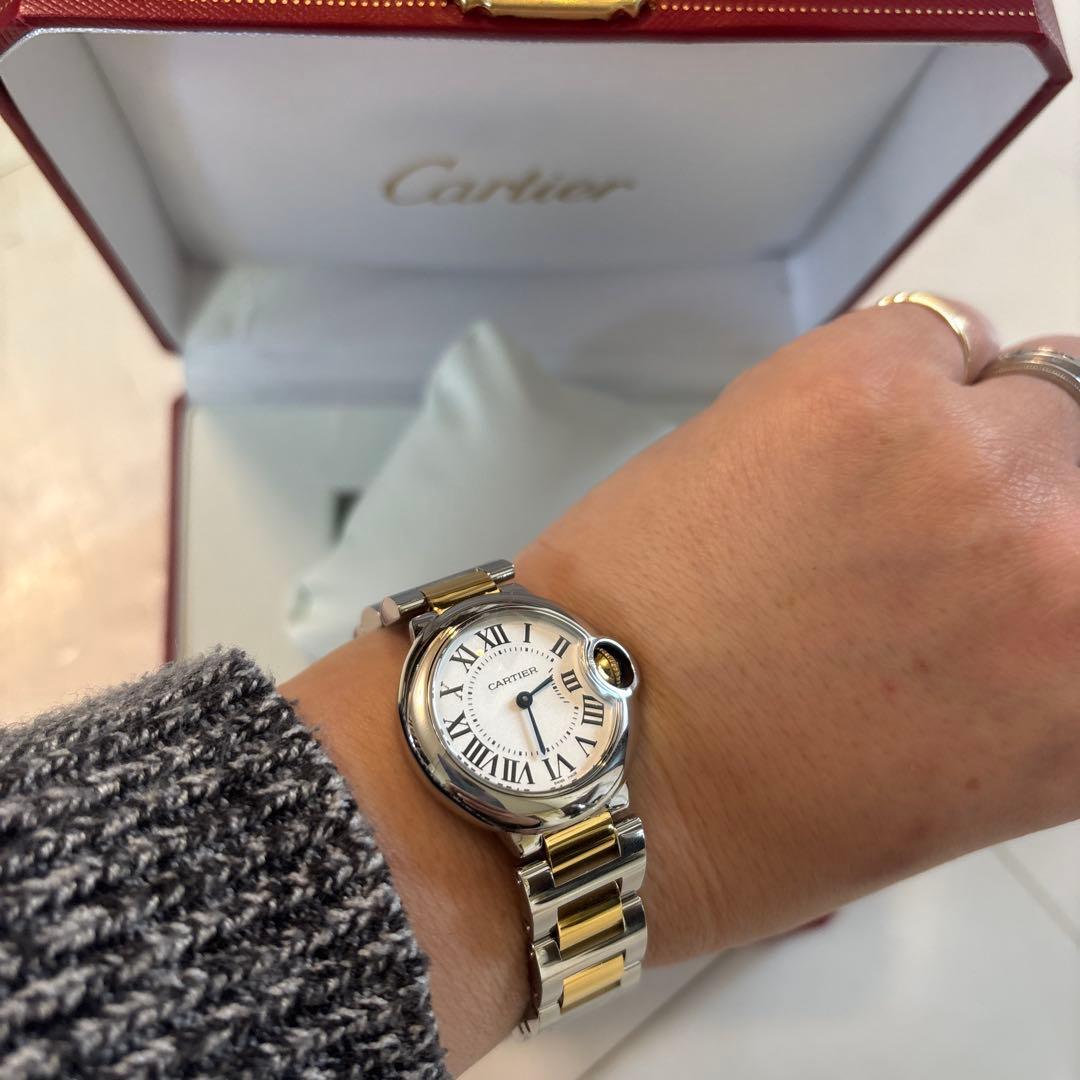 skm　カルティエ　バロンブルー　28ミリ　コンビ　美品