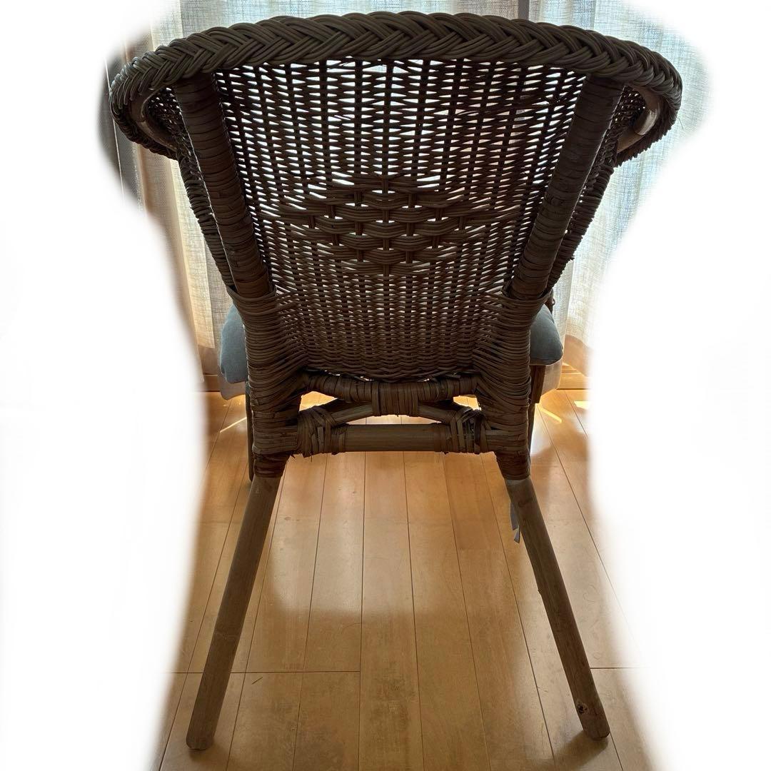 IKEA イケア　AGEN ラタンチェア　籐　椅子　クッション付