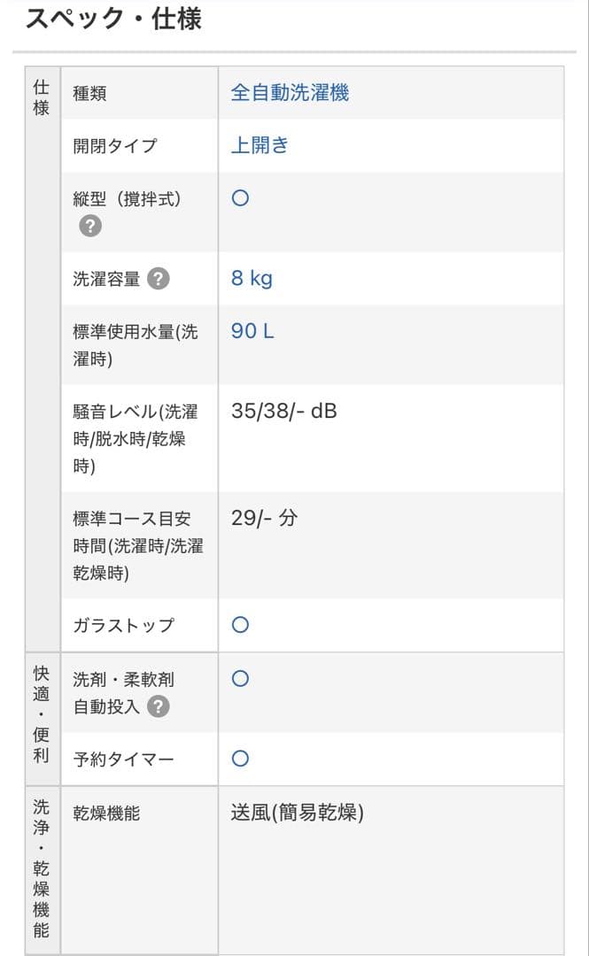 AQU（AQW-VA8N)8kg洗濯機 縦型　2022年製（設置無料）