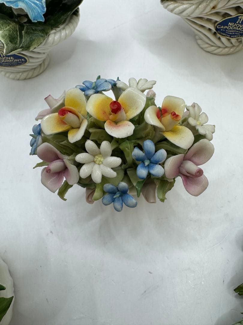 CAPODIMONTE カポディモンテ イタリア製 陶器 薔薇 花 カゴ