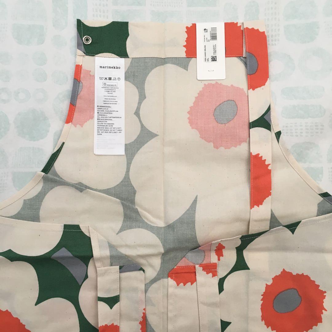 新品未使用　マリメッコ ウニッコ エプロン　　グリーン　オレンジ