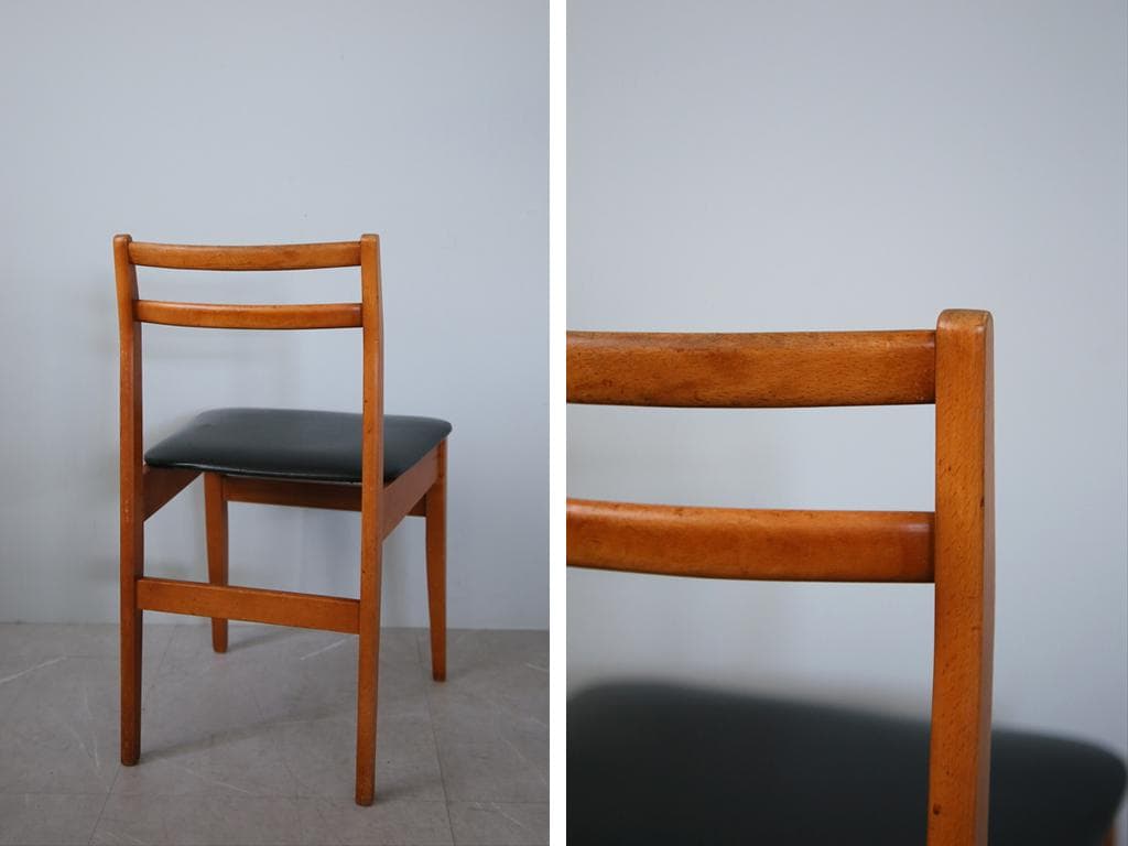 英国ヴィンテージチーク古木ダイニングチェア/椅子イス/モダン(92-183-2)