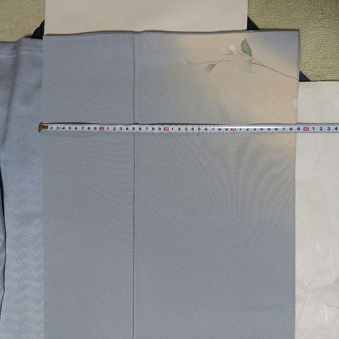 淡い水色 訪問着 正絹 ちりめん　花柄 上品 着物 身丈153cm　長襦袢付