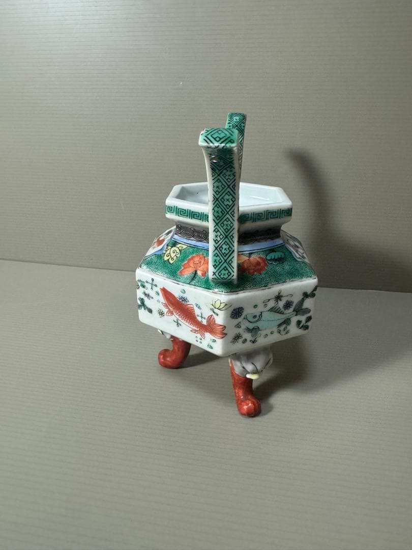 2091 希少　魚文　香炉　時代物