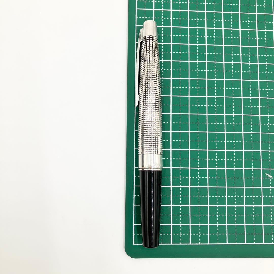 パイロット 万年筆　エリート 18KWG シルバー　格子　チェック