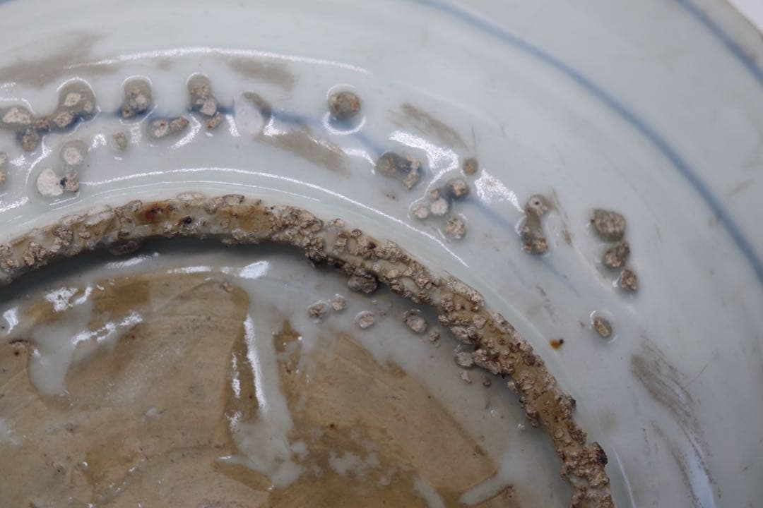 中国　明時代　染付　花鳥紋大皿　アンティーク　送料込み250124