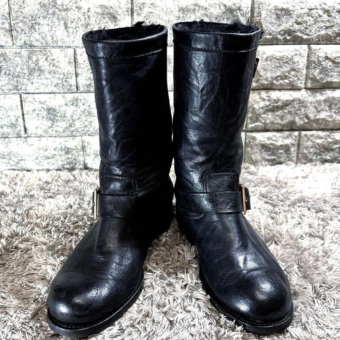 美品❣️JIMMY CHOO ブーツ ソフトレザー ムートン 23.5 高級感✨