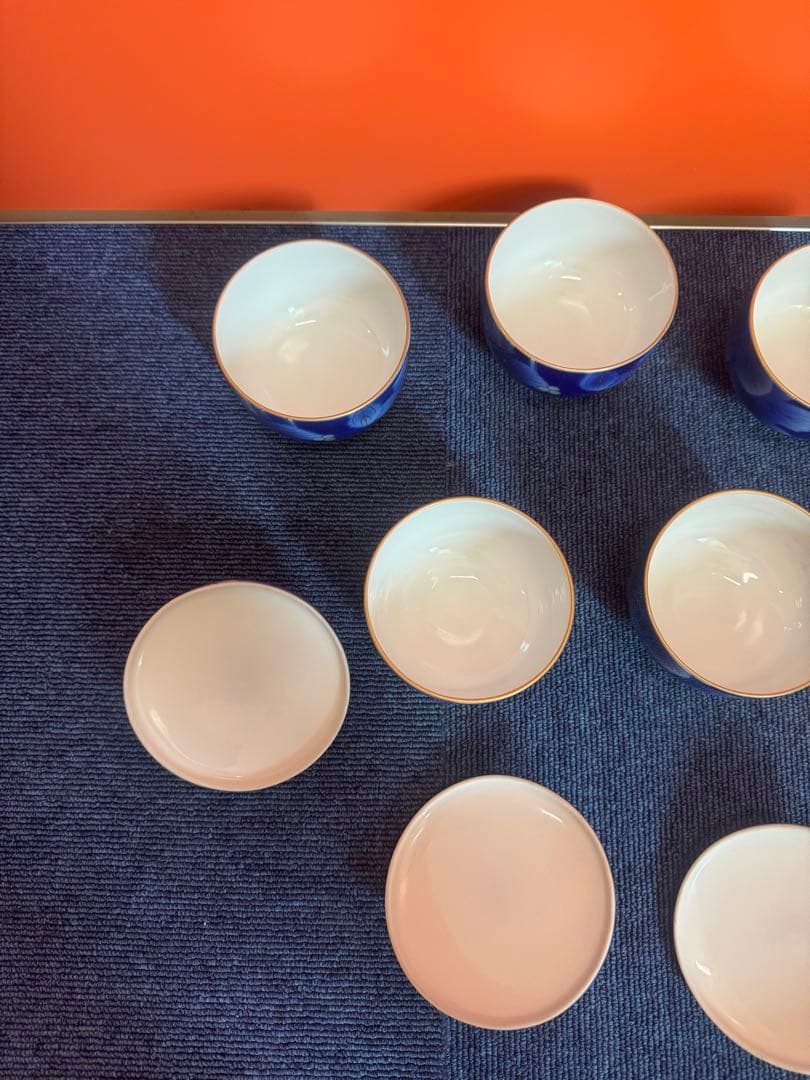 2031 深川製磁　葡萄瑠璃　湯呑蓋付　5客　金彩　未使用