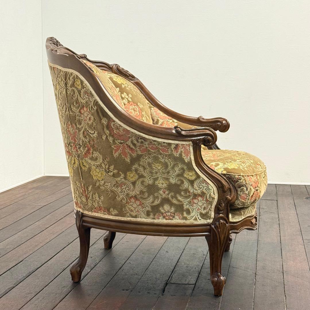 H110K42b イタリア製 金華山張り1人掛けソファ