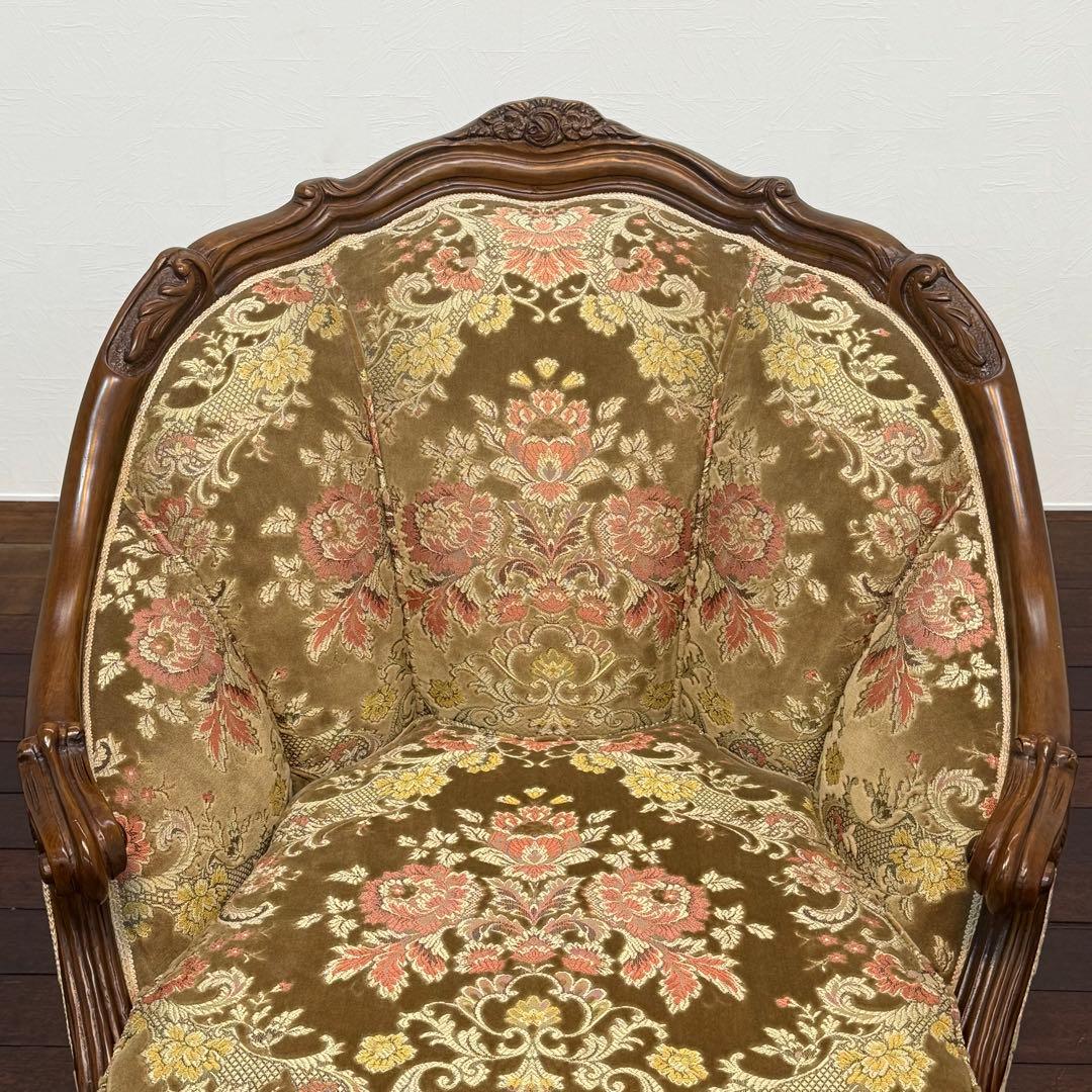 H110K42b イタリア製 金華山張り1人掛けソファ