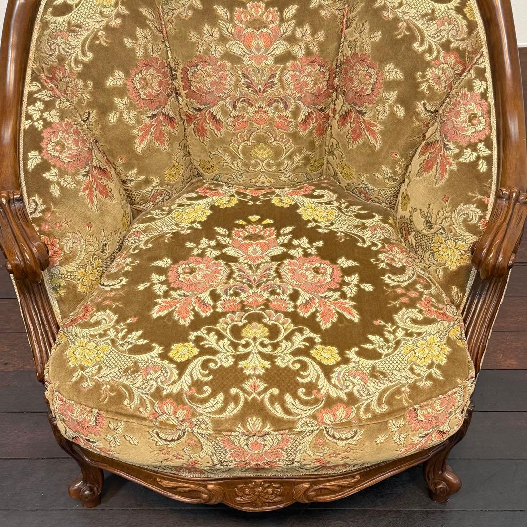 H110K42b イタリア製 金華山張り1人掛けソファ