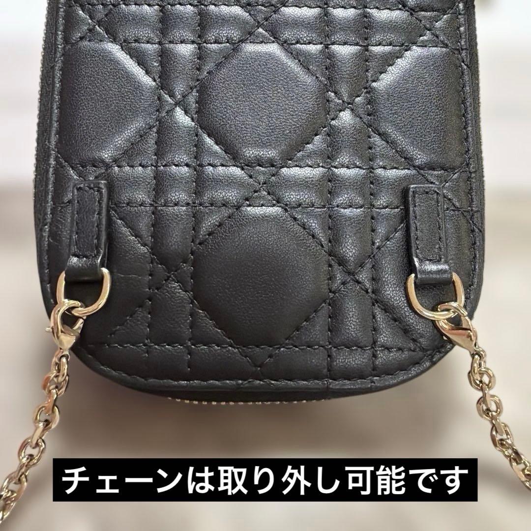 美品　DIOR Dior フォンホルダー ショルダーバッグ ブラック　レザー