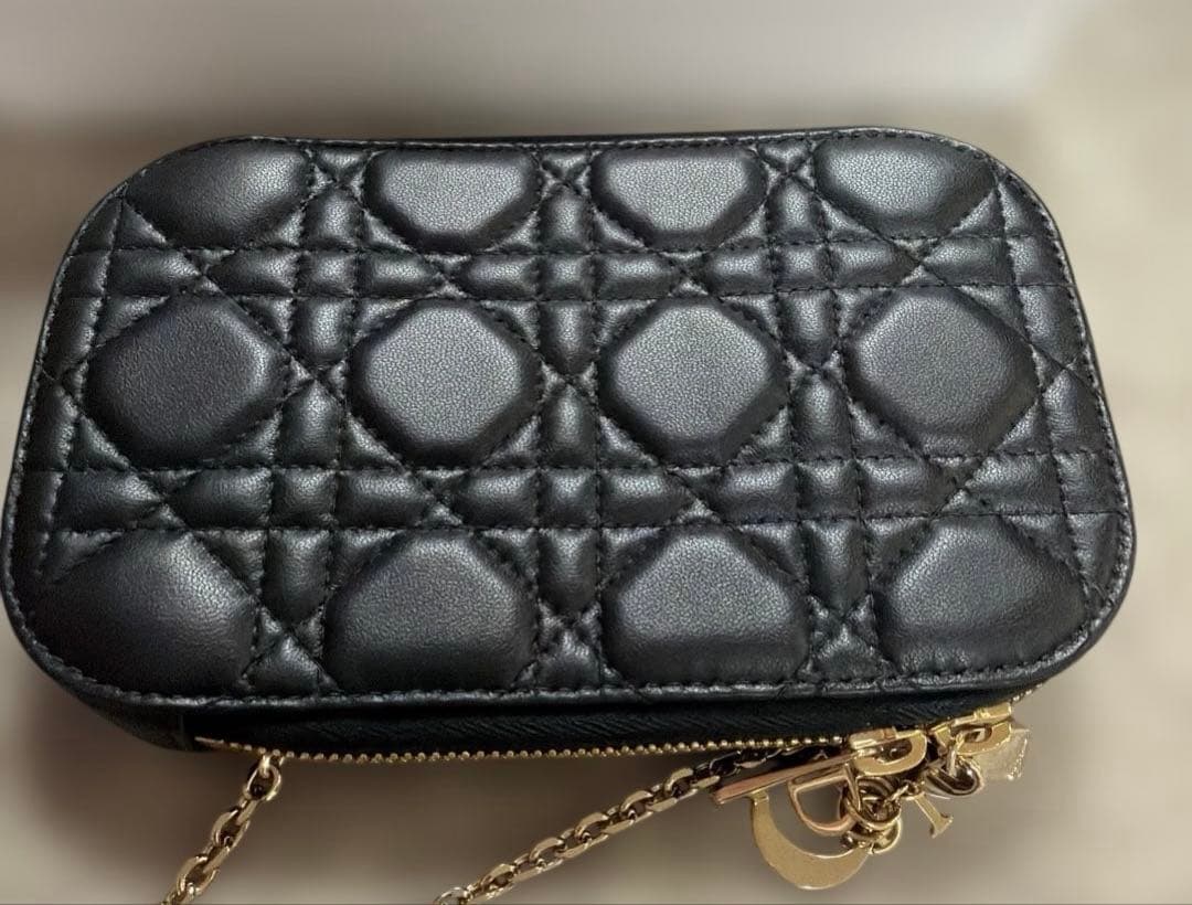 美品　DIOR Dior フォンホルダー ショルダーバッグ ブラック　レザー