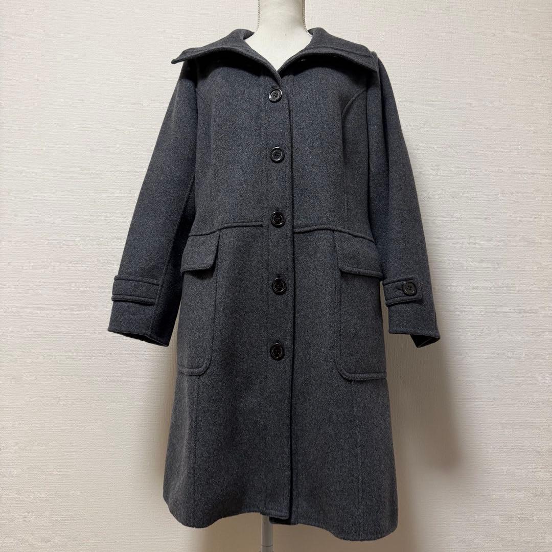 バーバリーロンドン　ウールコート　メガチェック　グレー　カシミヤ混　大きいサイズ