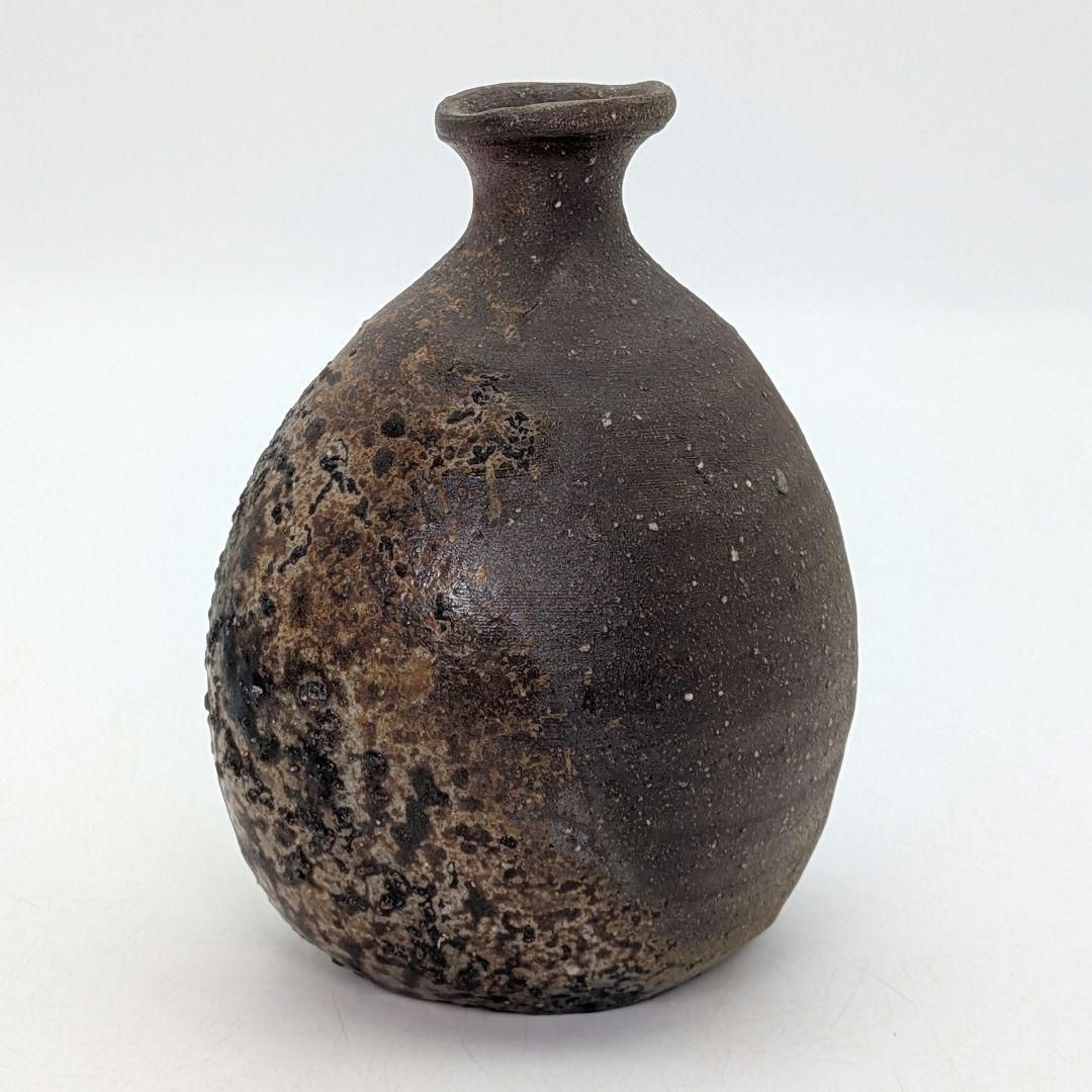 岡山県重要無形文化財 金重晃介 備前焼 扁壺徳利 四方桟共箱合布栞 とっくり