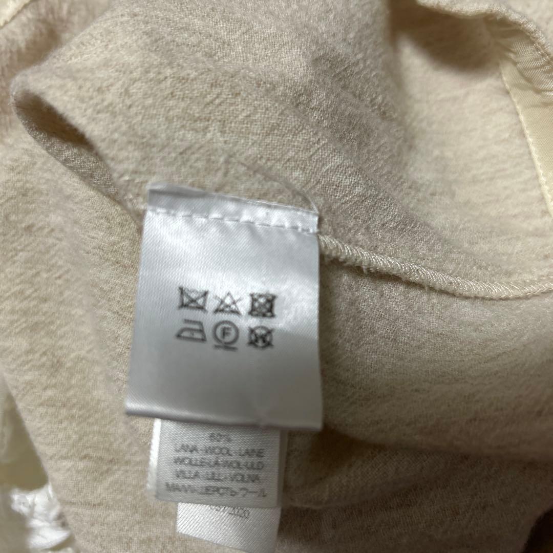 forte_forte ウール ノーカラーブラウス ベージュ ベロア ゴールド