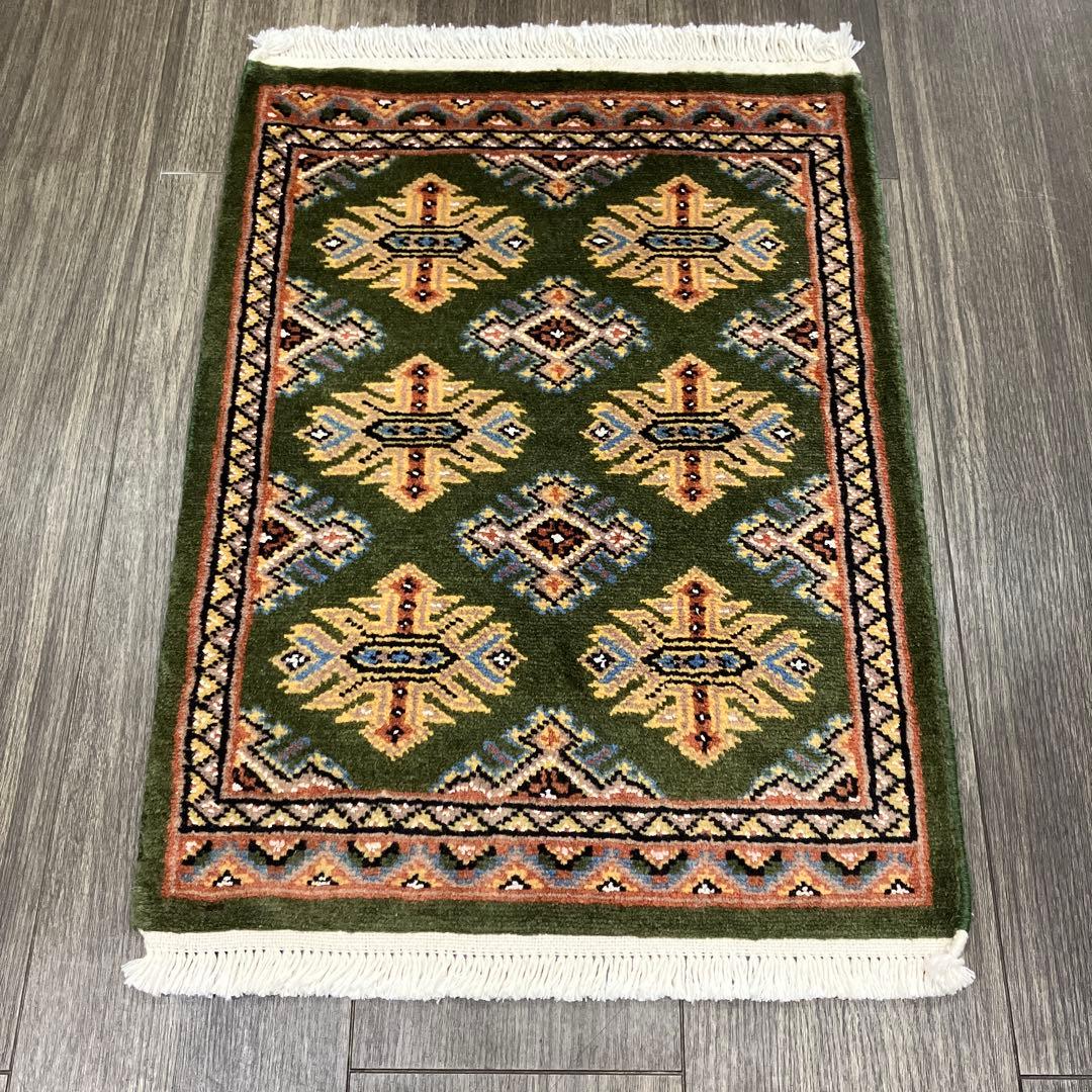 63x48cmパキスタン手織り絨毯玄関マットsaleアウトレット