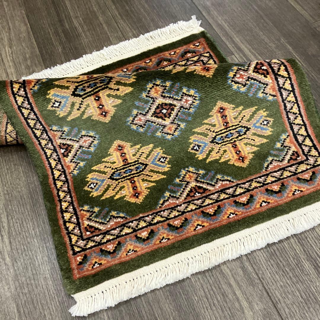 63x48cmパキスタン手織り絨毯玄関マットsaleアウトレット