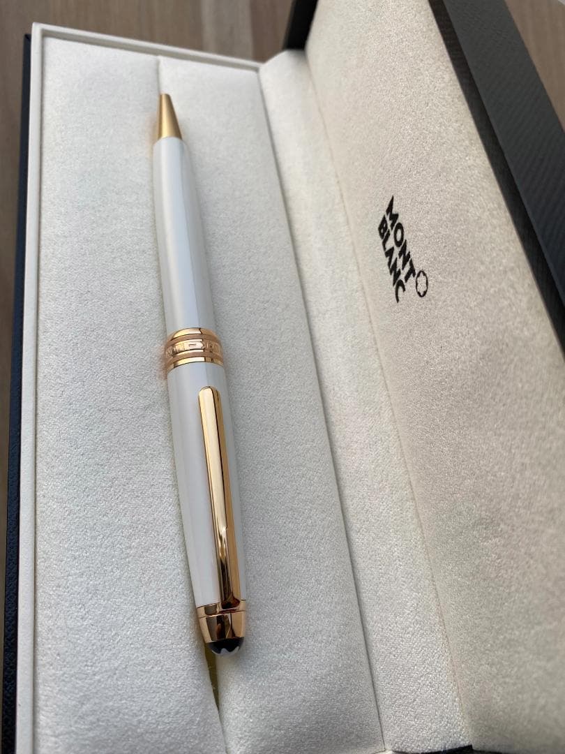 新品同様 モンブラン ホワイト ソリテール レッドゴールド ボールペン 箱付き