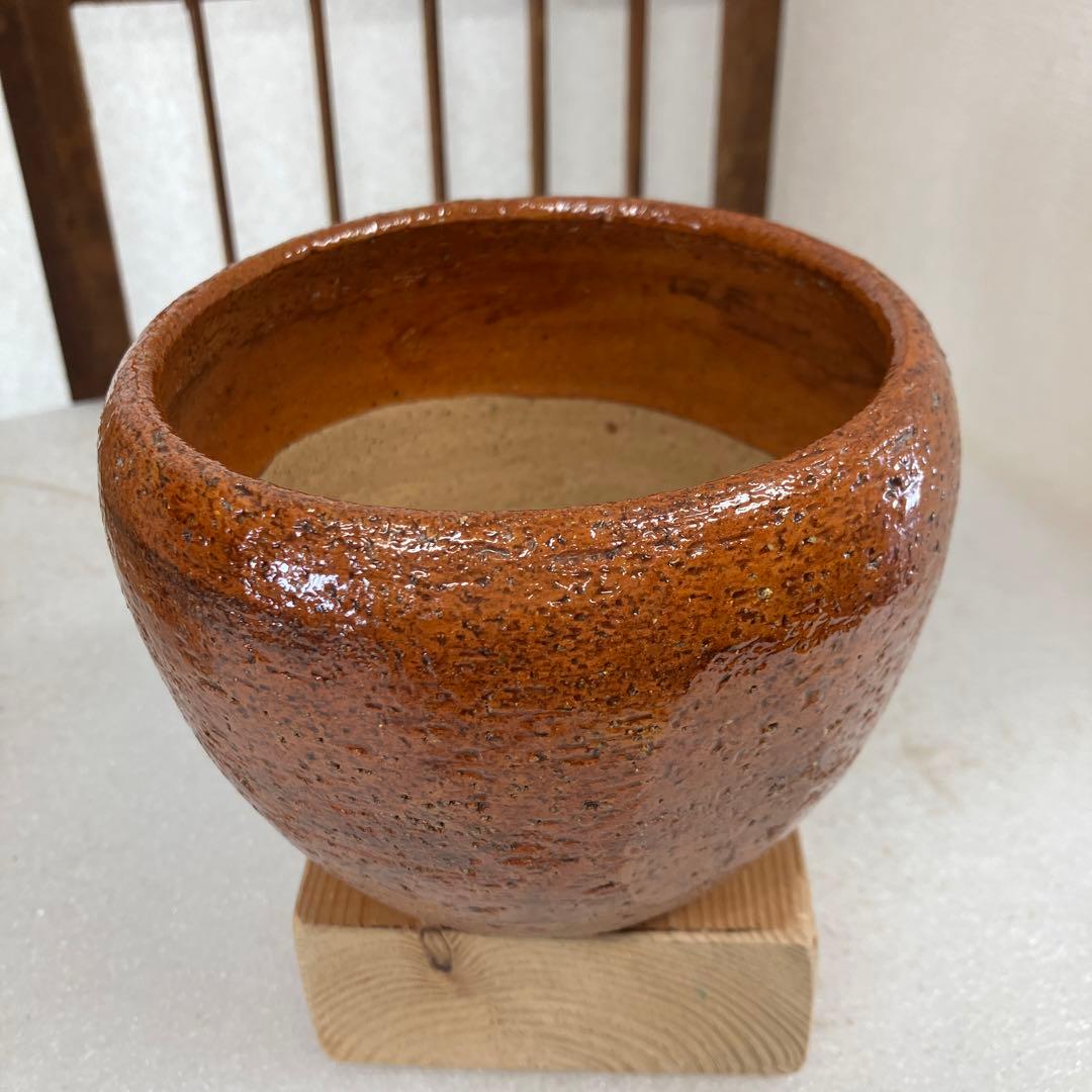 茶道具　火入　飴釉火入　八代　大樋宗春　造　葆光斎書付　共箱　N165AH