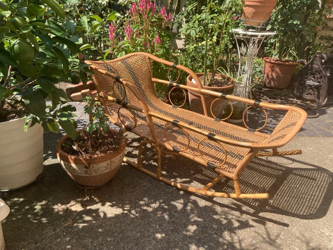 美品　激レア　ビンテージ　ラタンのゆりかご　ベビーベッド　アンティーク　ラタン